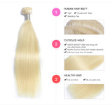 Blonde Straight Brazilian Hair Weave Human Hair Bundles with Closure