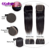 Straight Hair Bundles With Closure Remy Human Hair 3 Bundles