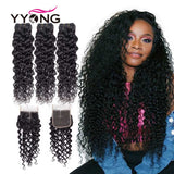 Hair Brazilian Hair Weave Bundles With Closure Water Wave 3 Bundles