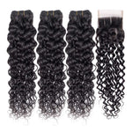 Hair Brazilian Hair Weave Bundles With Closure Water Wave 3 Bundles